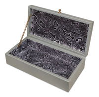Shagreen Leather Box in Storm Gray, Set of 2