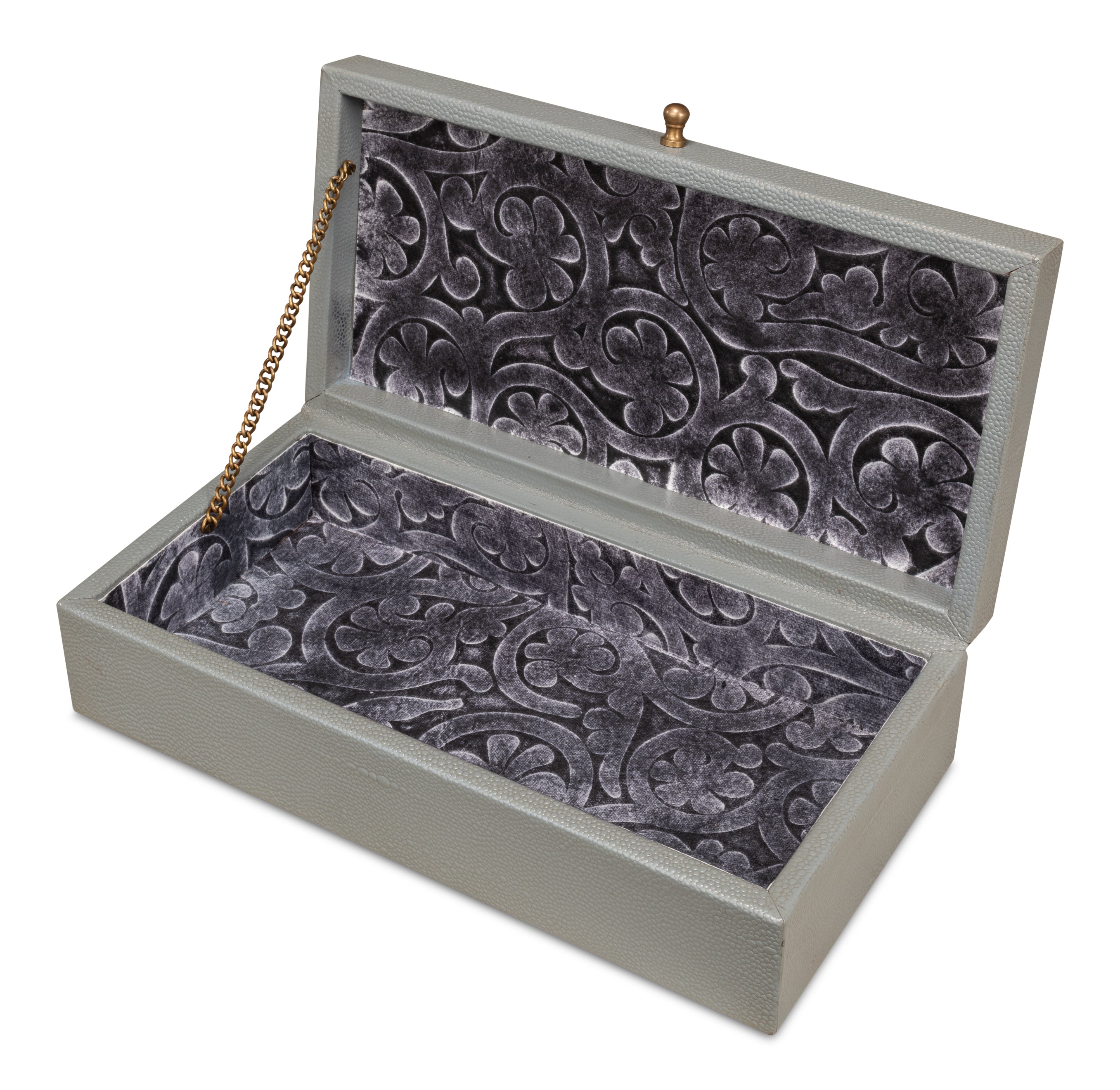 Shagreen Leather Box in Storm Gray, Set of 2