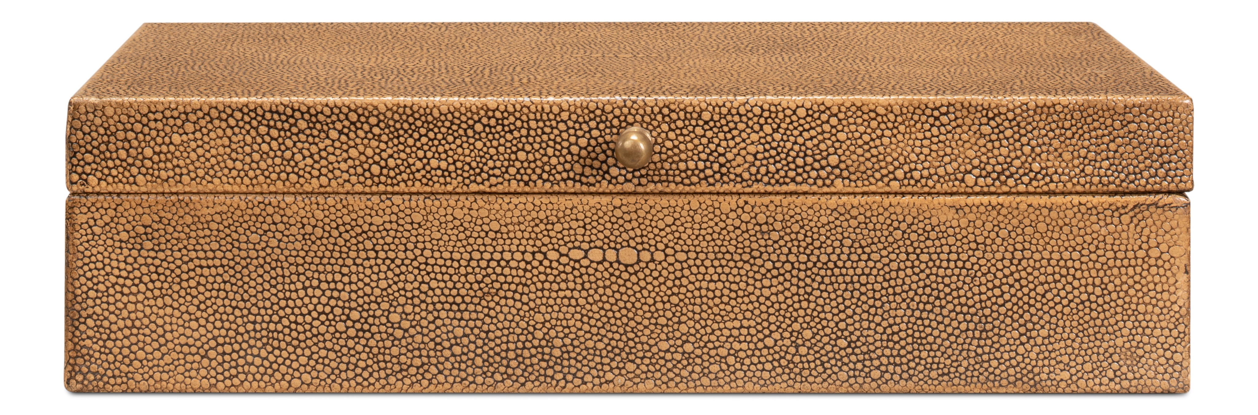 Shagreen Leather Box Set in Tawny Brown, Set of 2