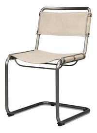 Cantilever Dining Chairs in Canvas and Steel, Sets of 2