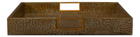 Croc Leather Tray in Antique Green