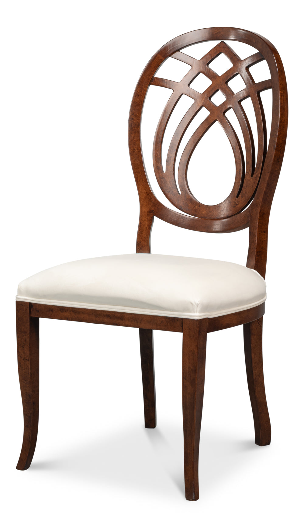 Neoclassical Dining Chairs, Ribbon Backs in Walnut, Sets of 2