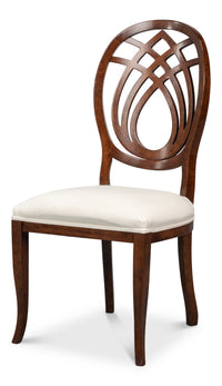 Neoclassical Dining Chairs, Ribbon Backs in Walnut, Sets of 2