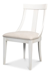 Deco Klismos Dining Chairs in White with Cream Seats, Sets of 2
