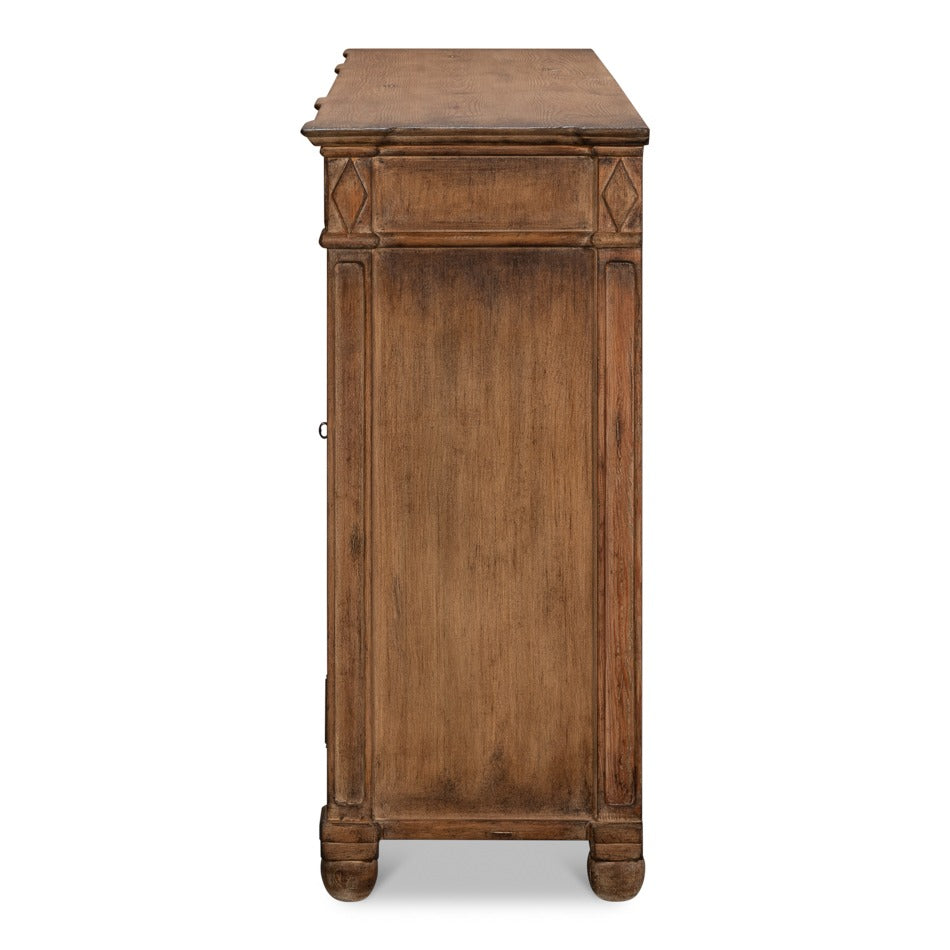 French Provincial Pine Sideboard with Diamond Panel Doors - Warm Brown - additional view