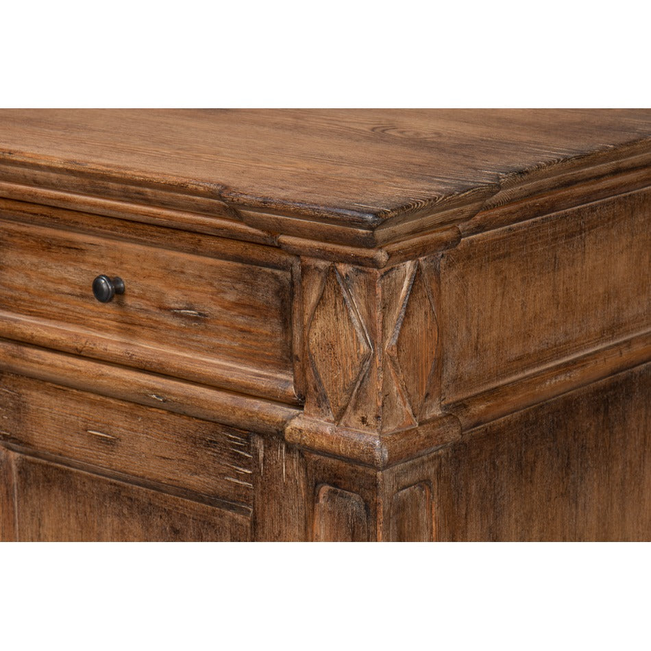 French Provincial Pine Sideboard with Diamond Panel Doors - Warm Brown - additional view