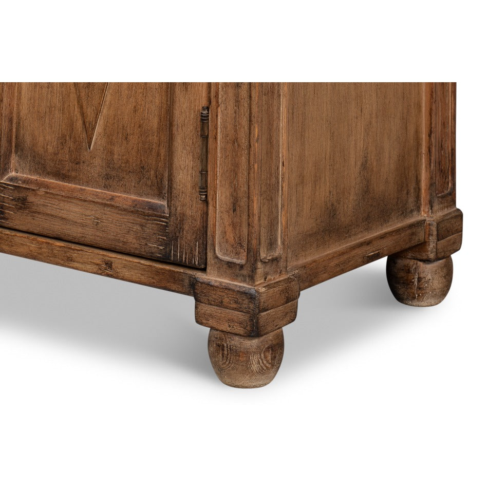 French Provincial Pine Sideboard with Diamond Panel Doors - Warm Brown - additional view