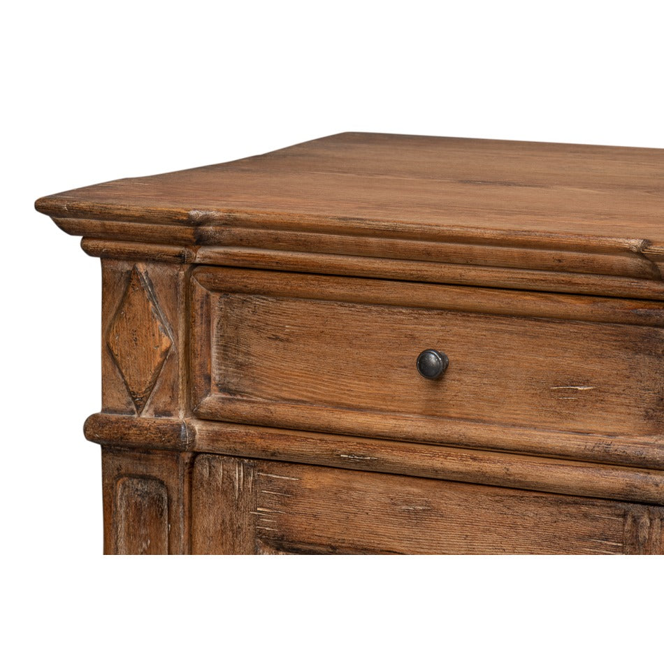 French Provincial Pine Sideboard with Diamond Panel Doors - Warm Brown - additional view