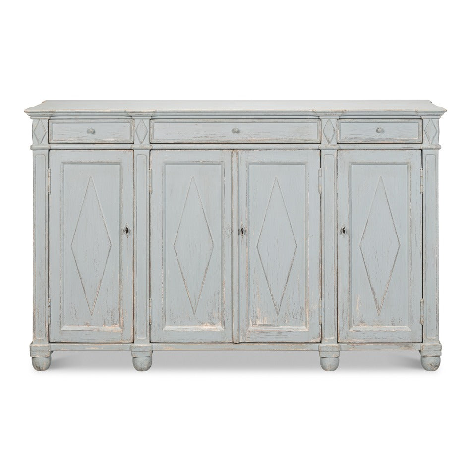 French Provincial Sideboard with a Distressed Blue-Grey Finish - additional view