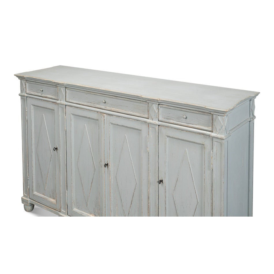 French Provincial Sideboard with a Distressed Blue-Grey Finish - additional view