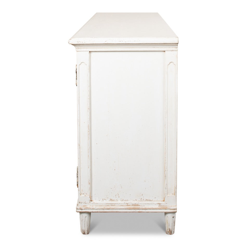 French Provincial Reeded Sideboard, 78" - Whitewashed with Oval Medallions - additional view