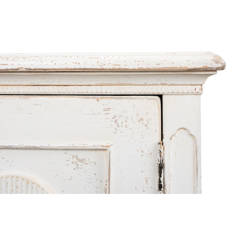French Provincial Reeded Sideboard, 78" - Whitewashed with Oval Medallions - additional view