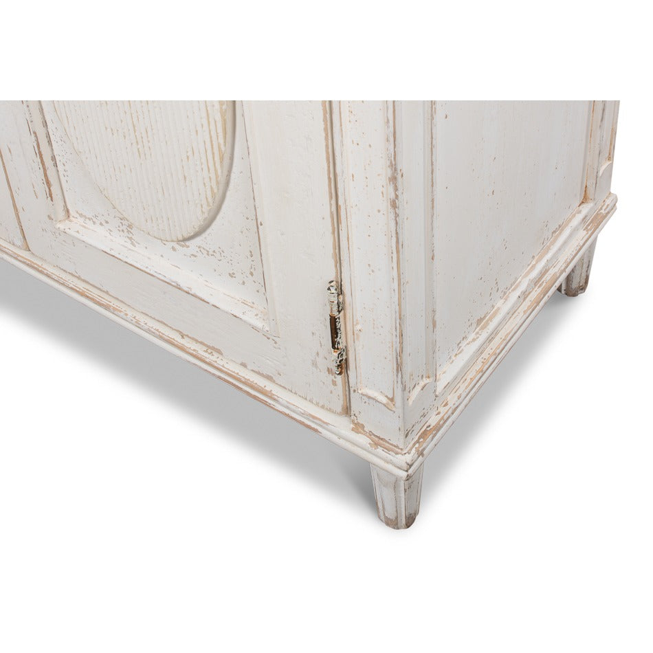French Provincial Reeded Sideboard, 78" - Whitewashed with Oval Medallions - additional view