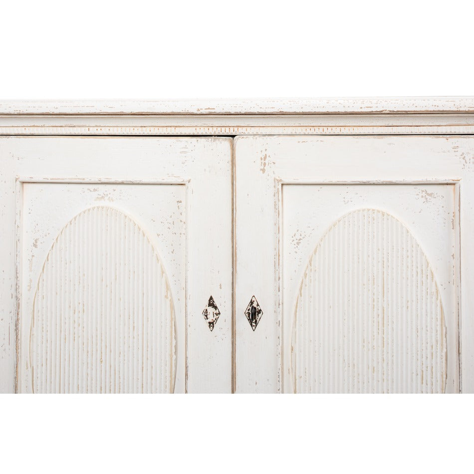 French Provincial Reeded Sideboard, 78" - Whitewashed with Oval Medallions - additional view