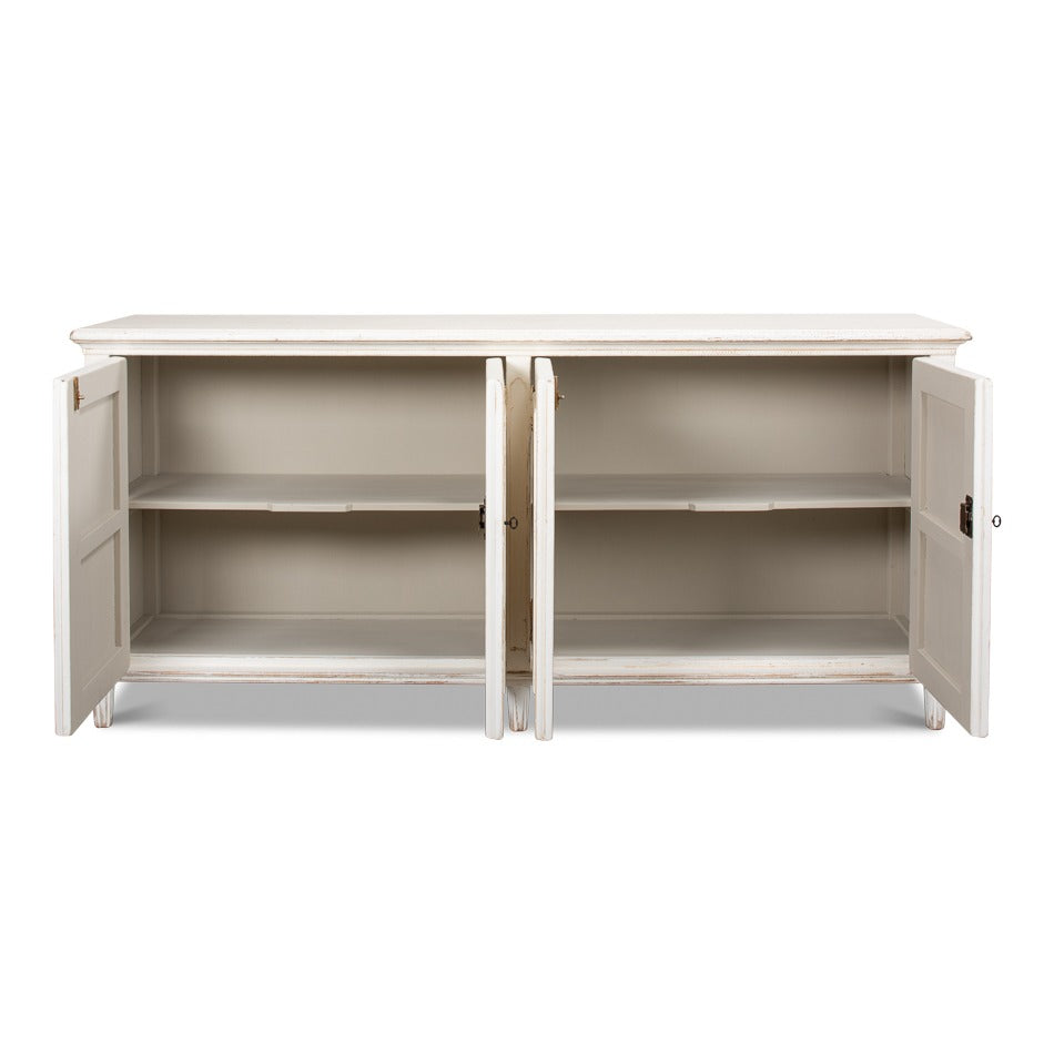 French Provincial Reeded Sideboard, 78" - Whitewashed with Oval Medallions - additional view