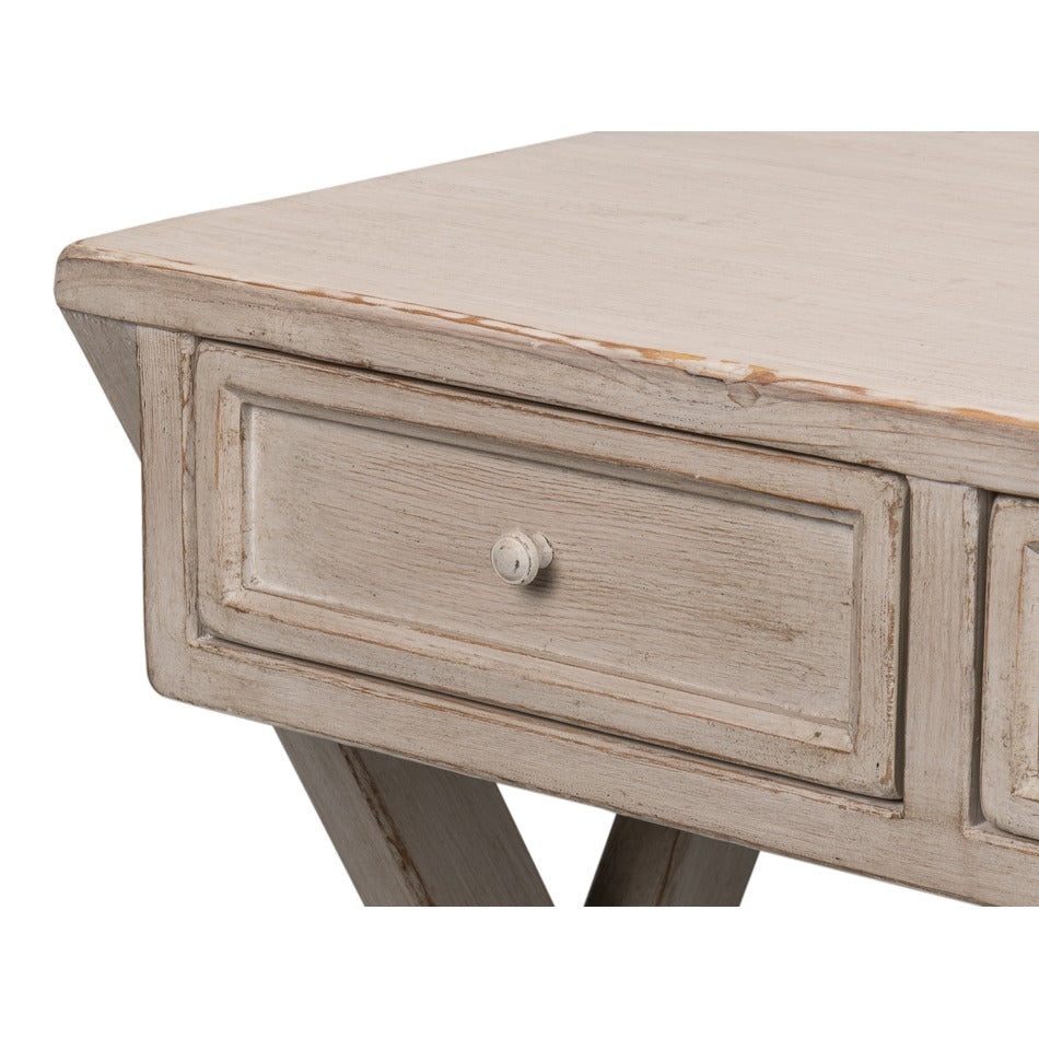 Rustic Trestle Writing Desk, 51 in – Stone Gray Reclaimed Fir - additional view