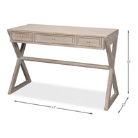 Rustic Trestle Writing Desk, 51 in – Stone Gray Reclaimed Fir - dimension drawing