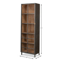 Contemporary Display Cabinet, Left Hinge – Sculptural Gunmetal Handle - dimension drawing