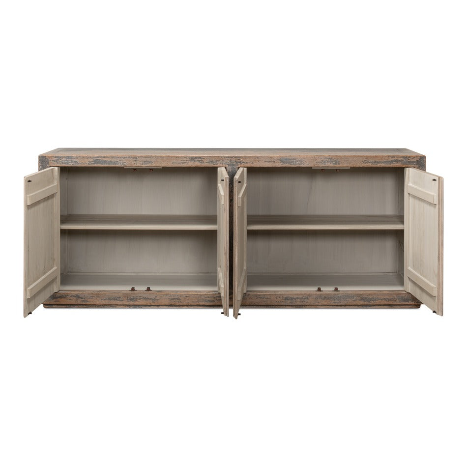 Transitional Reclaimed Pine Sideboard, 90" - Soft Grey Two-Tone - additional view