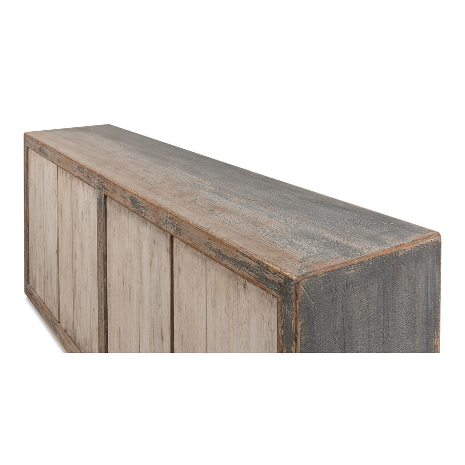 Transitional Reclaimed Pine Sideboard, 90" - Soft Grey Two-Tone - additional view
