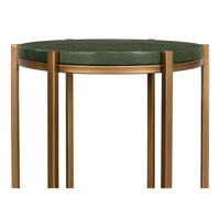 Green Shagreen Round Side Table with Antique Gold Base - additional view