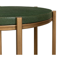 Green Shagreen Round Side Table with Antique Gold Base - additional view