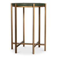 Green Shagreen Round Side Table with Antique Gold Base - additional view