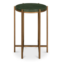 Green Shagreen Round Side Table with Antique Gold Base - additional view