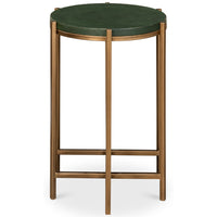 Green Shagreen Round Side Table with Antique Gold Base - additional view