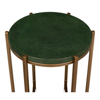 Green Shagreen Round Side Table with Antique Gold Base - additional view