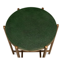 Green Shagreen Round Side Table with Antique Gold Base - additional view
