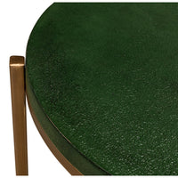 Green Shagreen Round Side Table with Antique Gold Base - additional view