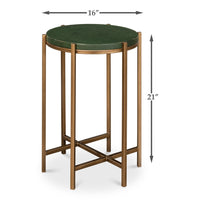 Green Shagreen Round Side Table with Antique Gold Base - dimension drawing