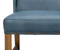 Blue Leather Wingback Dining Chairs, High Back, Sets of 2 - view 6