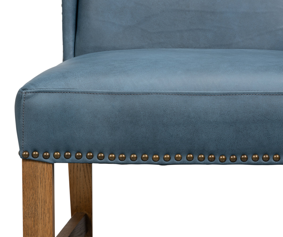 Blue Leather Wingback Dining Chairs, High Back, Sets of 2 - view 6