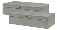 Shagreen Leather Box in Storm Gray, Set of 2