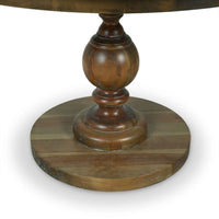 Detailed view of round table base and pedestal design.