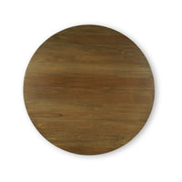 Top view of wooden round dining table surface.