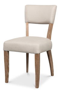 Limed Oak Dining Chairs in Beige Linen, Sets of 2