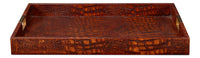 Croc Leather Tray in Cognac