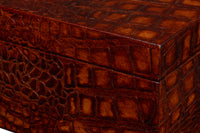 Croc Leather Box in Cognac, Set of 2