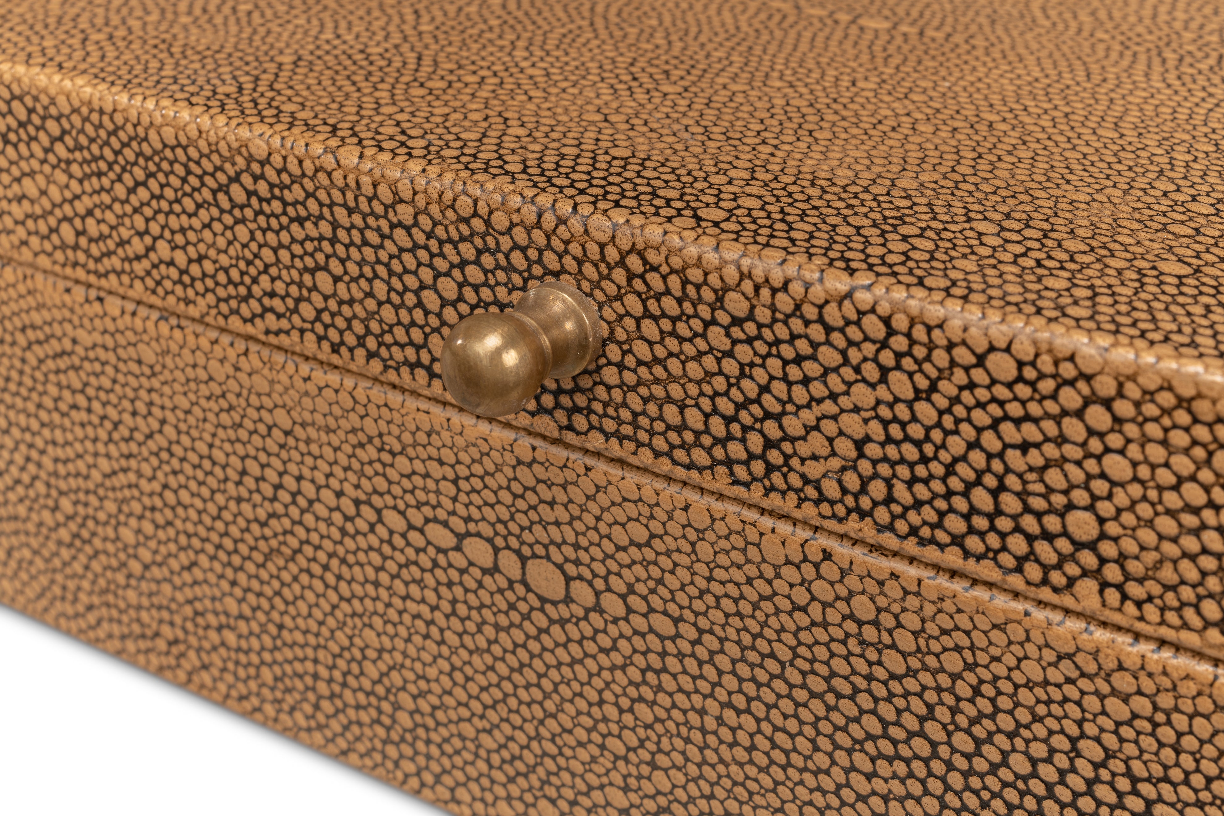 Shagreen Leather Box Set in Tawny Brown, Set of 2