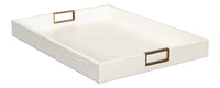 Croc Leather Tray in Pearl with Brass and Steel