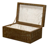 Croc Leather Box in Antique Green, Set of 2