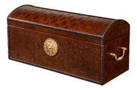 Dome-Top Tooled Leather Box in Chestnut with Brass