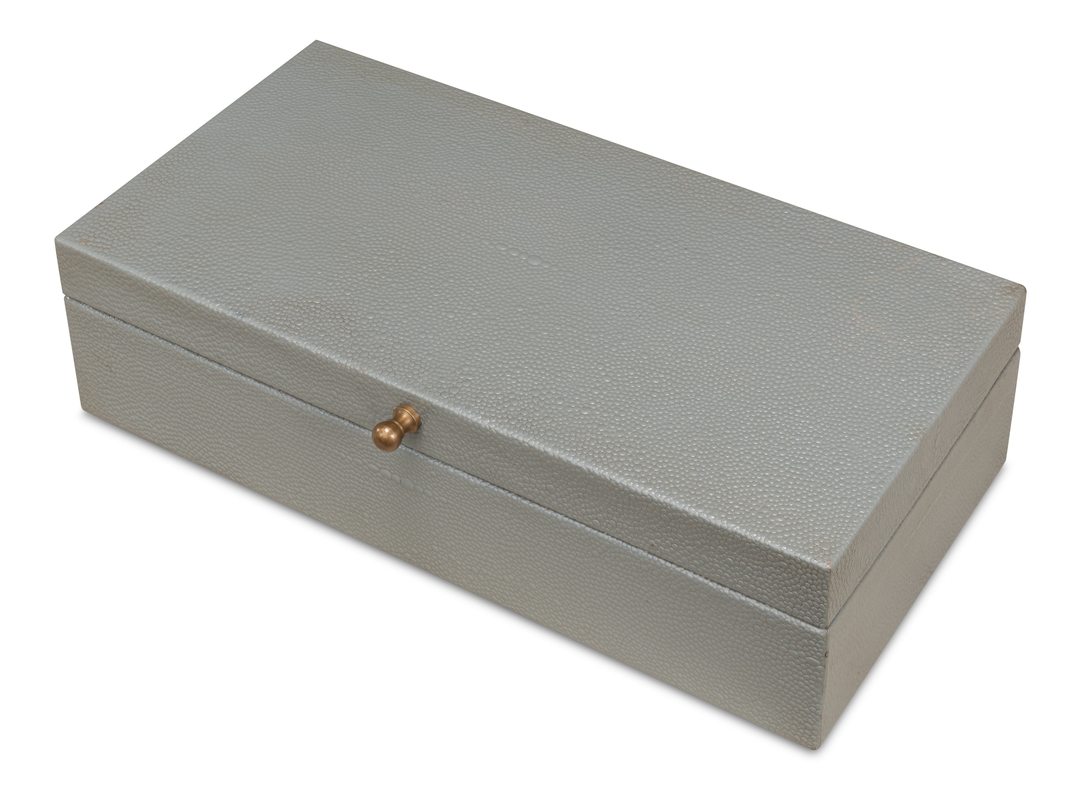 Shagreen Leather Box in Storm Gray, Set of 2