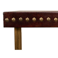 Leather Top C-Table with Antique Brass Frame - additional view
