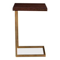 Leather Top C-Table with Antique Brass Frame - additional view