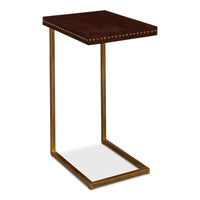 Leather Top C-Table with Antique Brass Frame - additional view