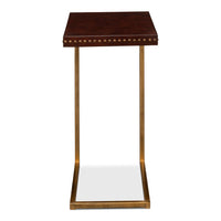Leather Top C-Table with Antique Brass Frame - additional view